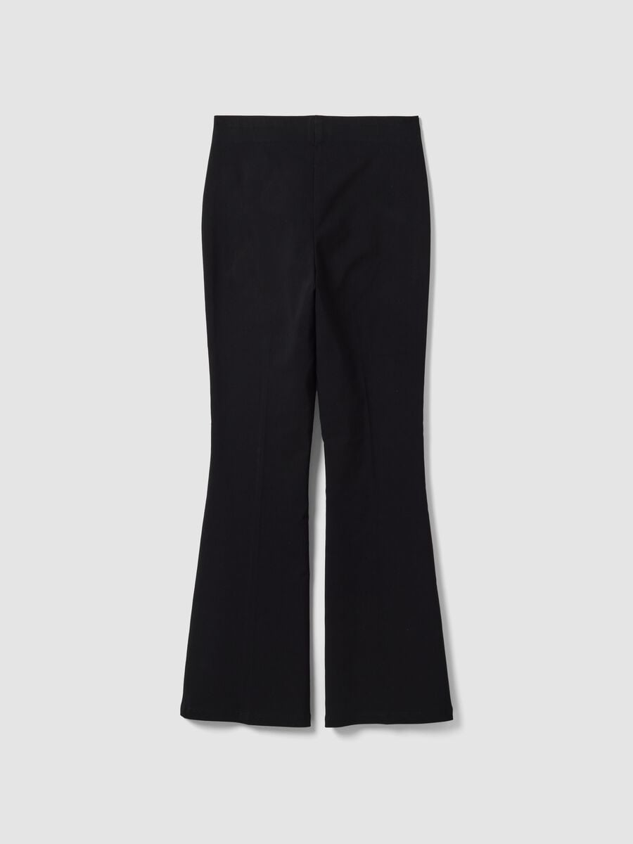 Black flared stretch viscose leggings_6