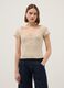 Beige pure cotton T-shirt regular fit with deep Henley neckline_1