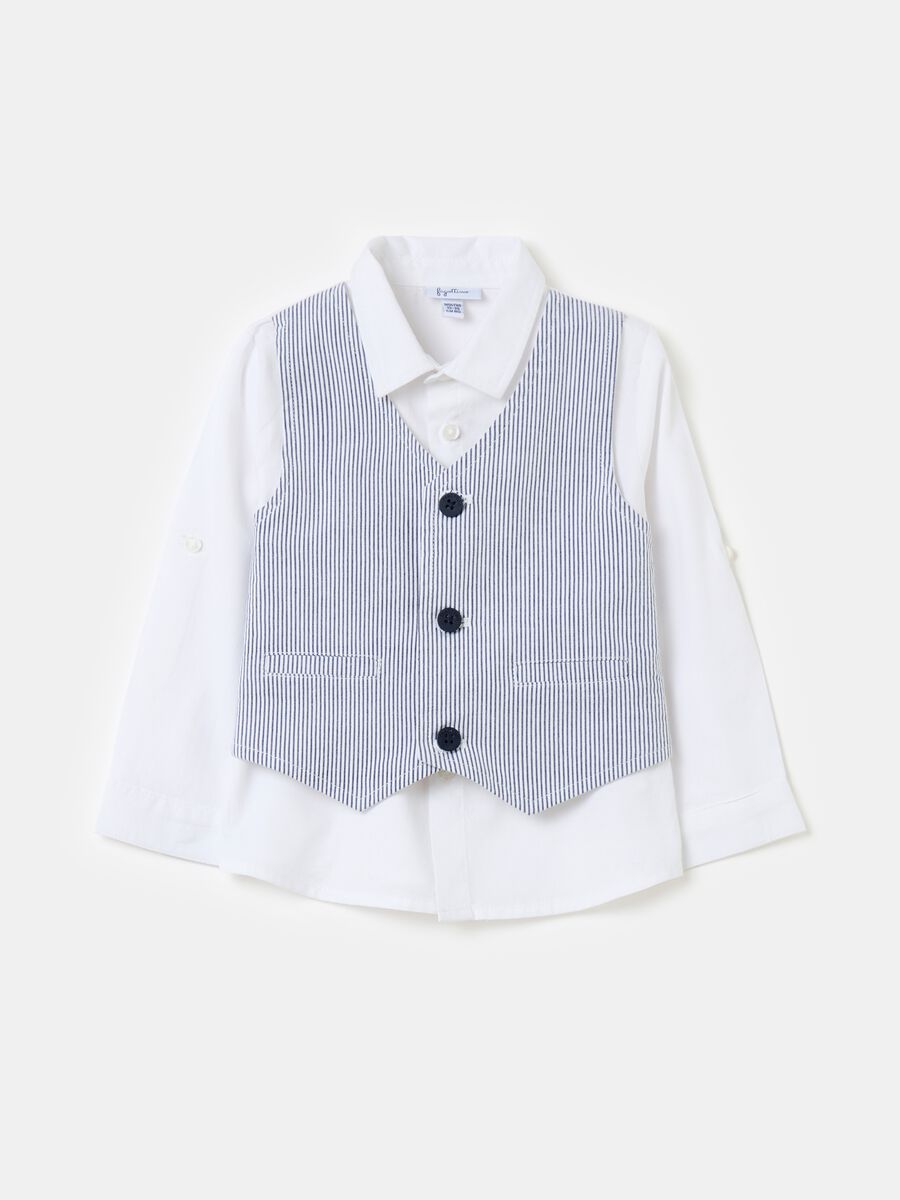 Cotton shirt with striped gilet_0