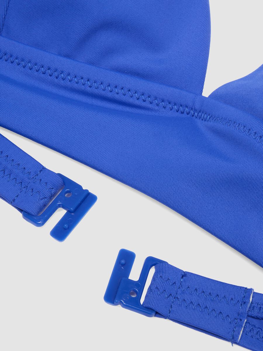 Blue stretch bikini top with adjustable tie straps_5