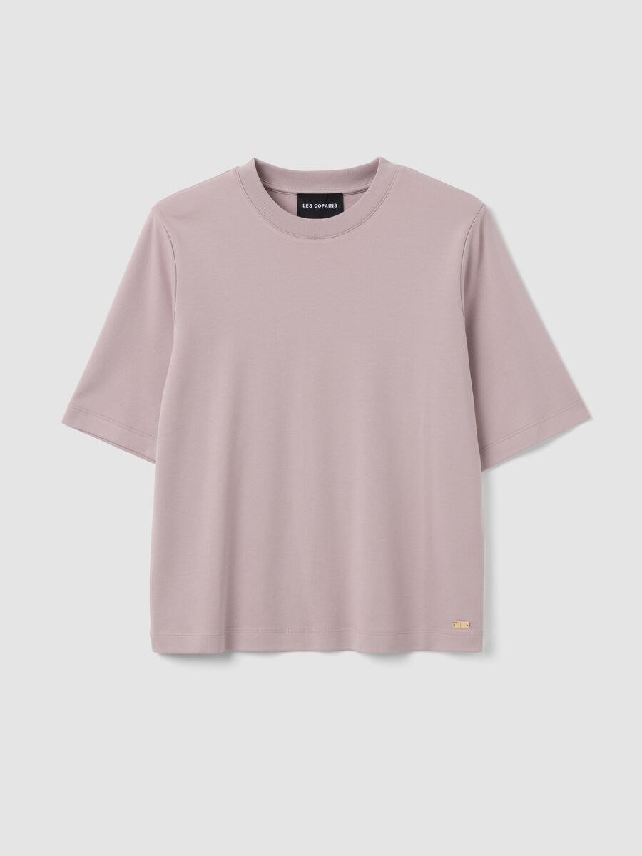 Pink boxy-fit T-shirt in cotton and viscose blend_0