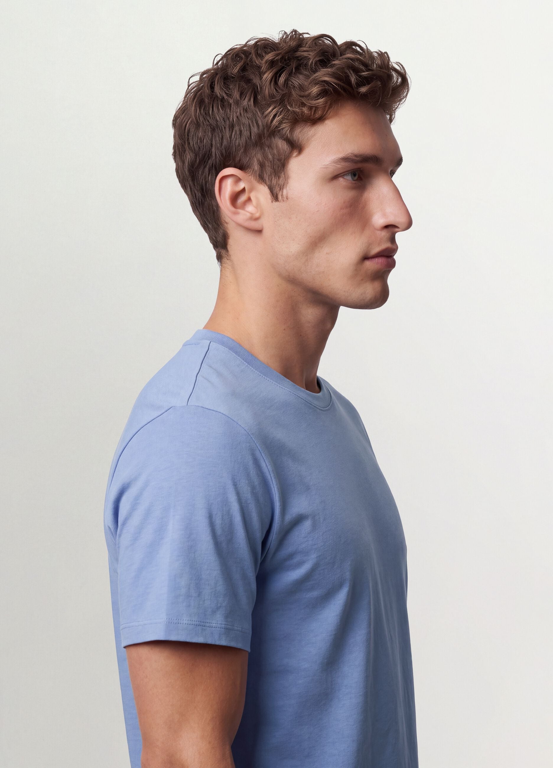 Blaues T-Shirt aus reiner Bio-Baumwoll-Jerseyware in Regular Fit