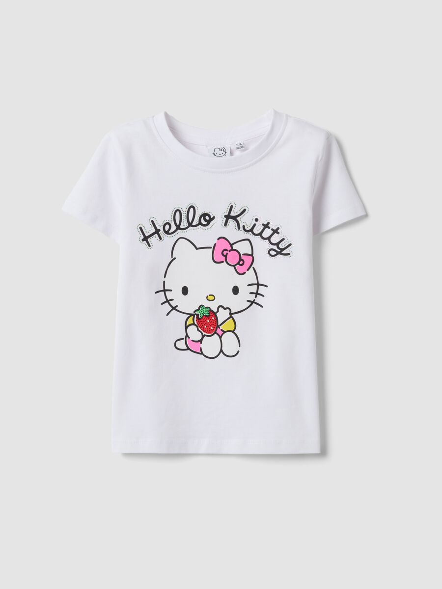 White short-sleeve stretch cotton T-shirt_0