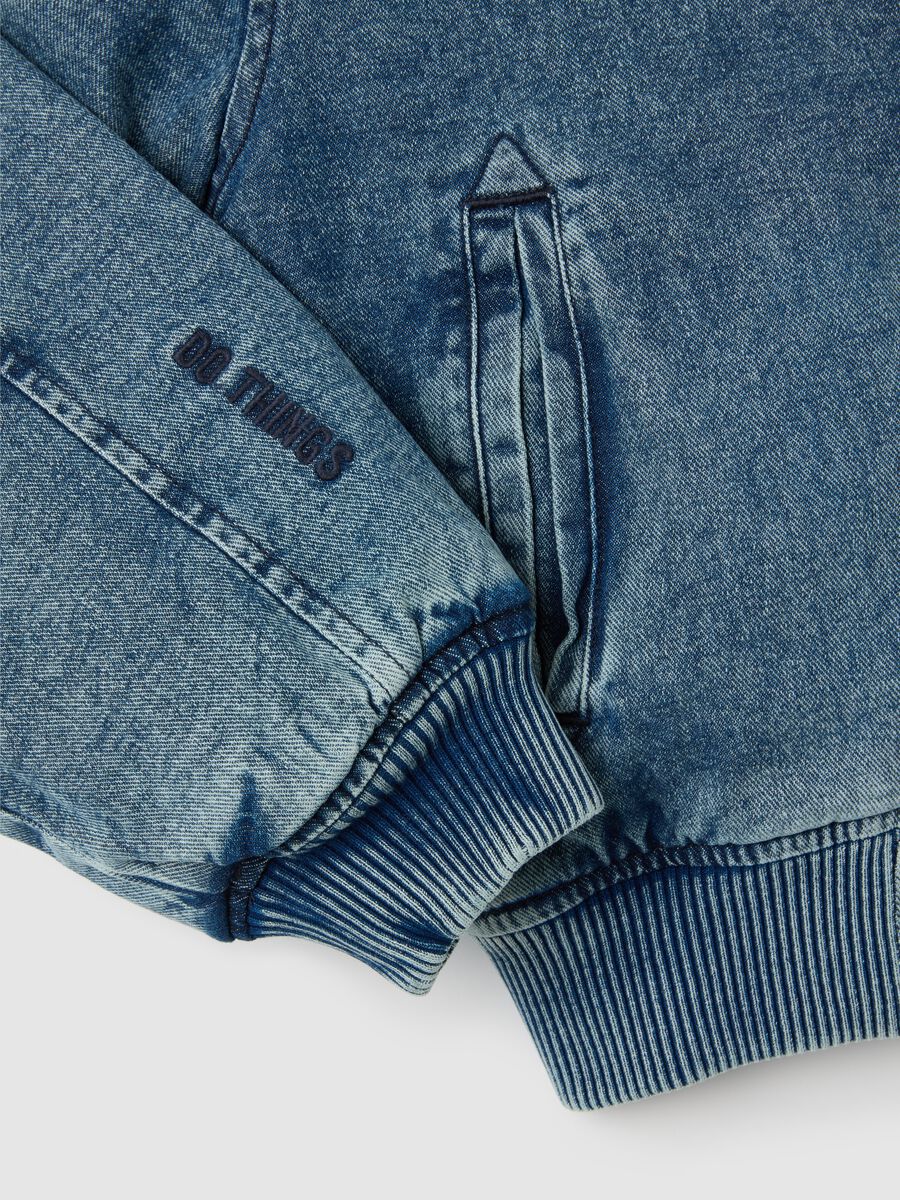 Boy's Denim Regular Fit Bomber Jacket_5