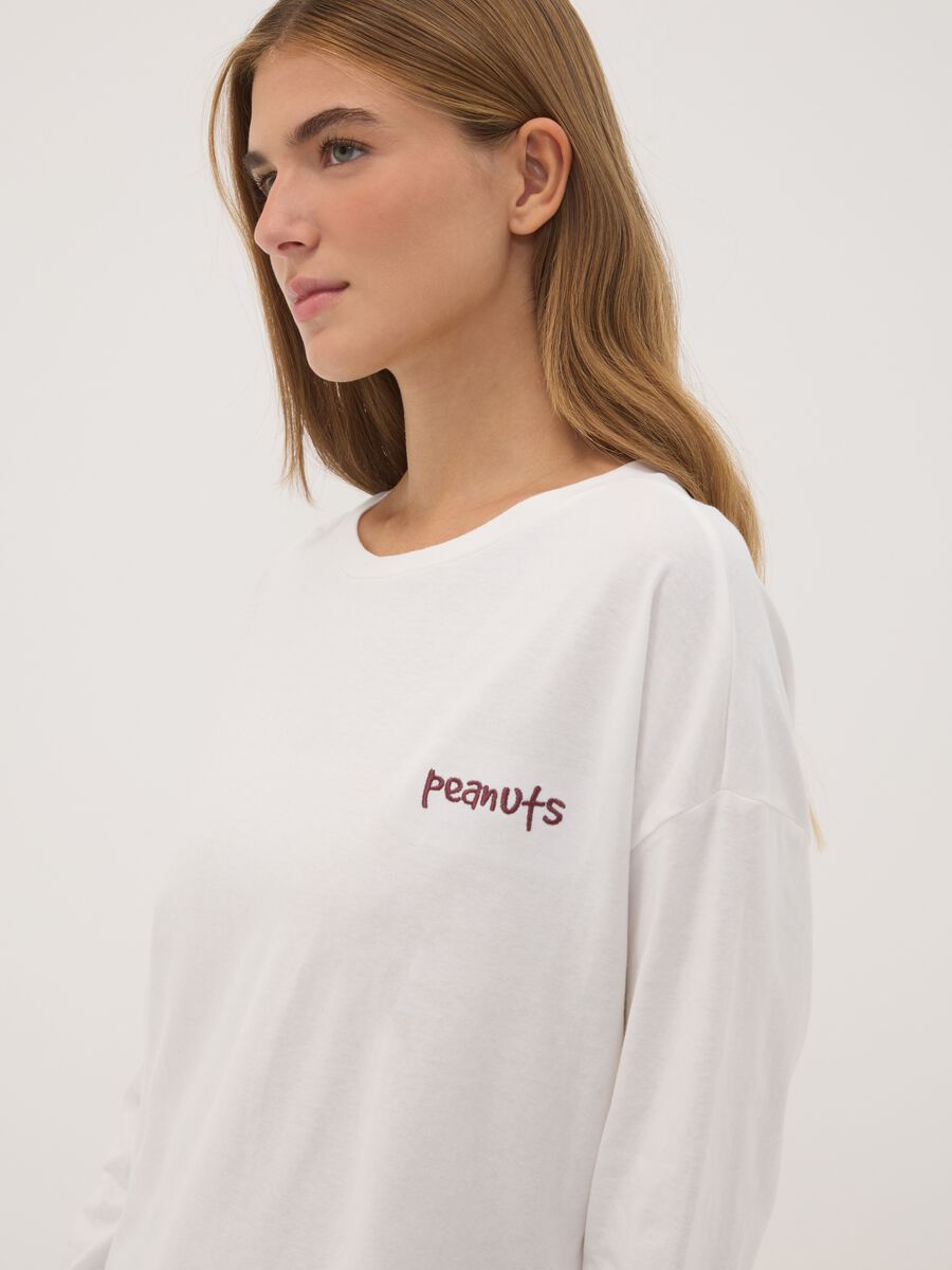 White pure cotton Peanuts print pyjama top_0