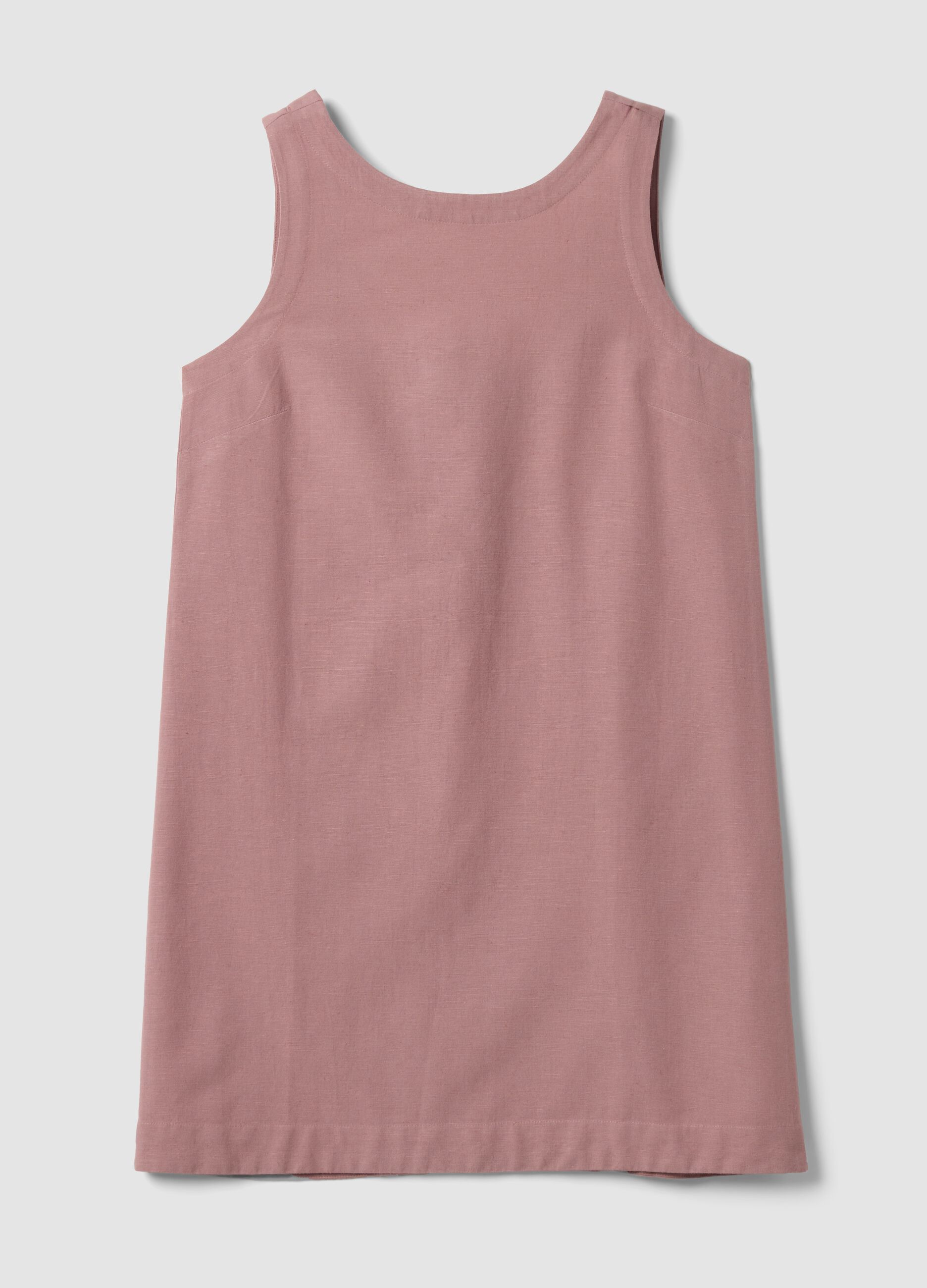 Pink regular-fit dress in a viscose, cotton and linen blend