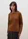 Brauner Regular-Fit Pullover aus gerippter Stretchwolle_2