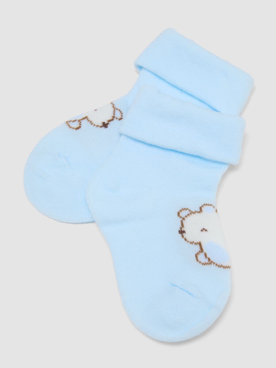 Multicoloured cotton mix baby socks with animal designs, pack of two_1