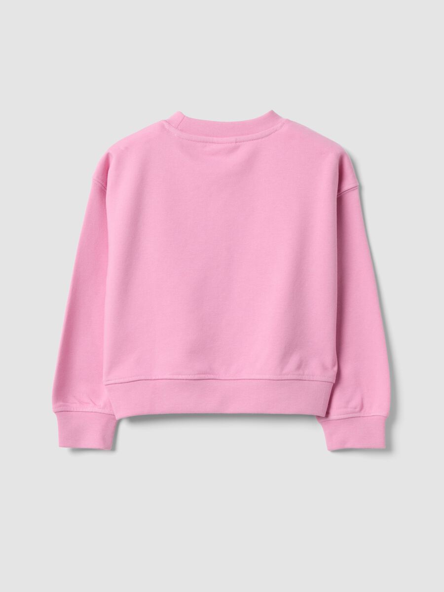 Pink cotton-blend sweatshirt with Lilo & Stitch front print for girls_1