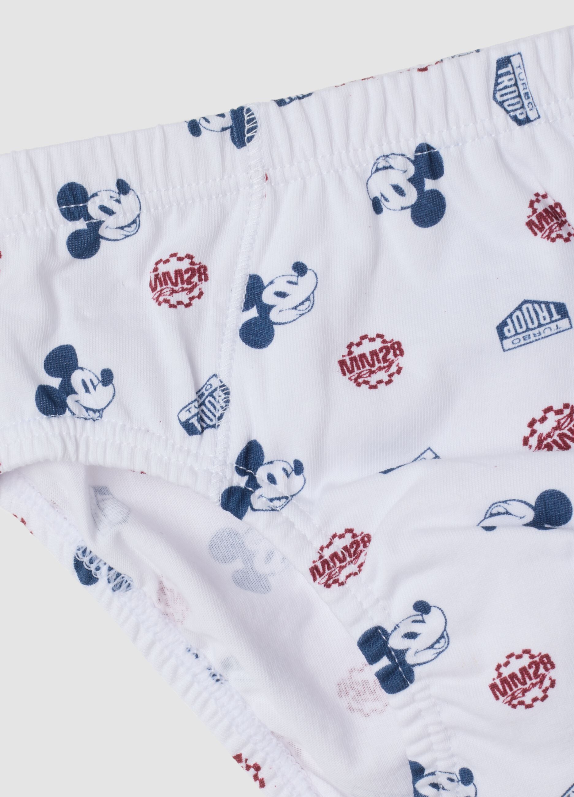 Multipack di cinque slip multicolor in puro cotone organico con stampa Mickey