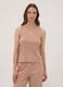 Brown pure organic cotton pyjamas with sleeveless top and printed trousers_1