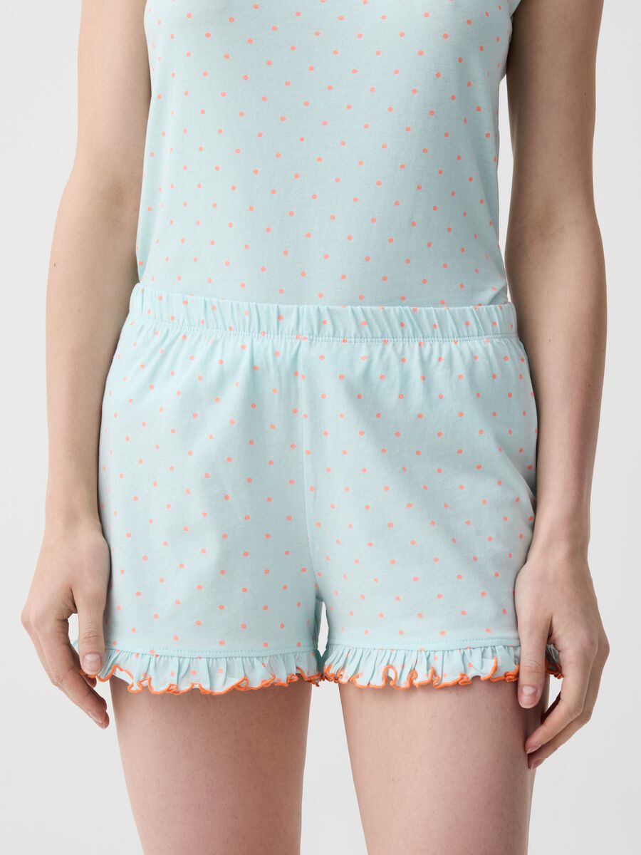 Polka dot pyjama shorts with frills_1