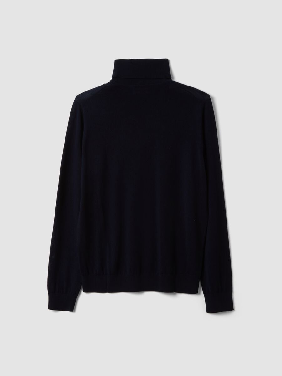 Navy blue pure merino wool turtleneck jumper, regular fit_2