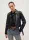 Black biker jacket regular fit with metallic details and diagonal zip_3