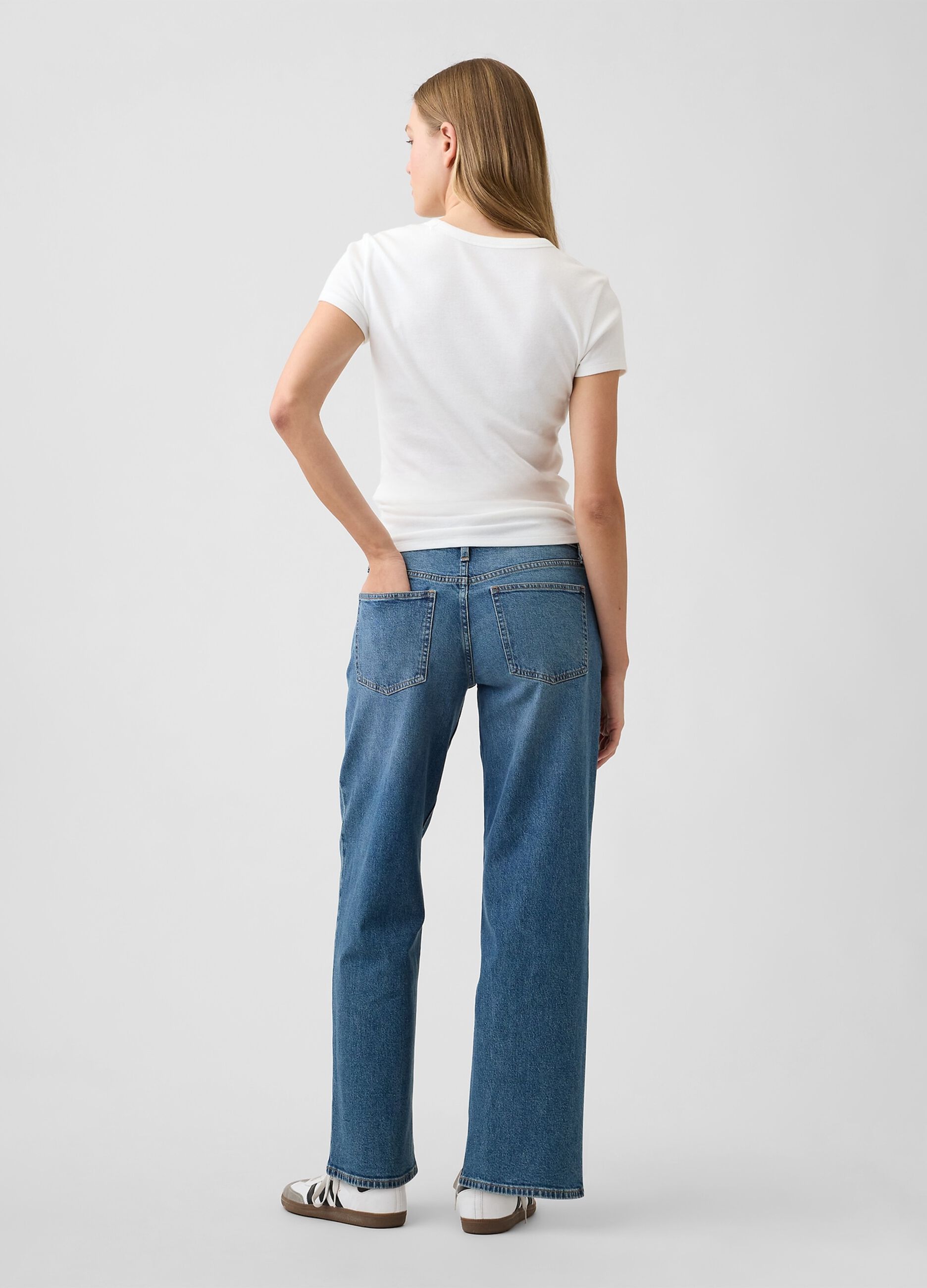 Stretch cotton wide-leg denim jeans