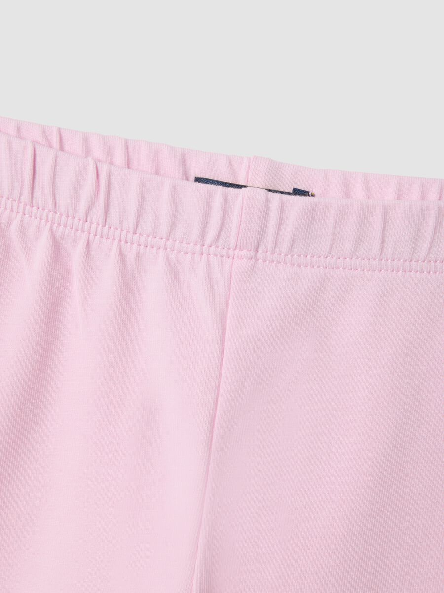 Pink slim fit stretch cotton leggings for girls_3