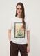 White pure cotton T-shirt with floral print_0