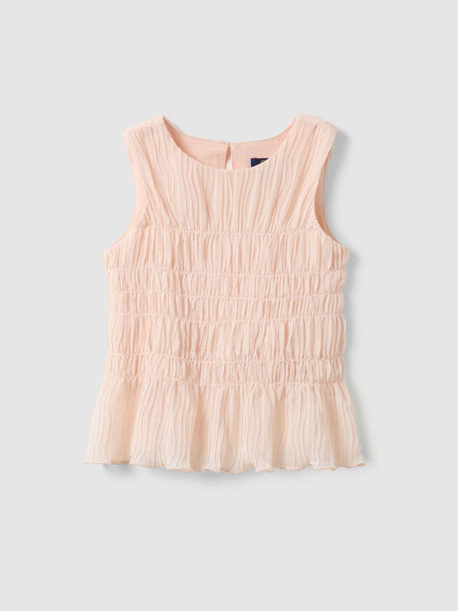 Girls' regular fit pink chiffon tank top with button loop closure_0
