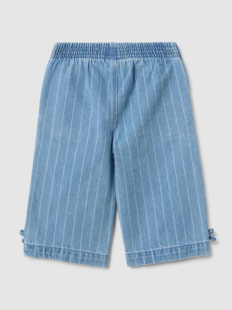 Blue wide leg cotton blend trousers for girls_1