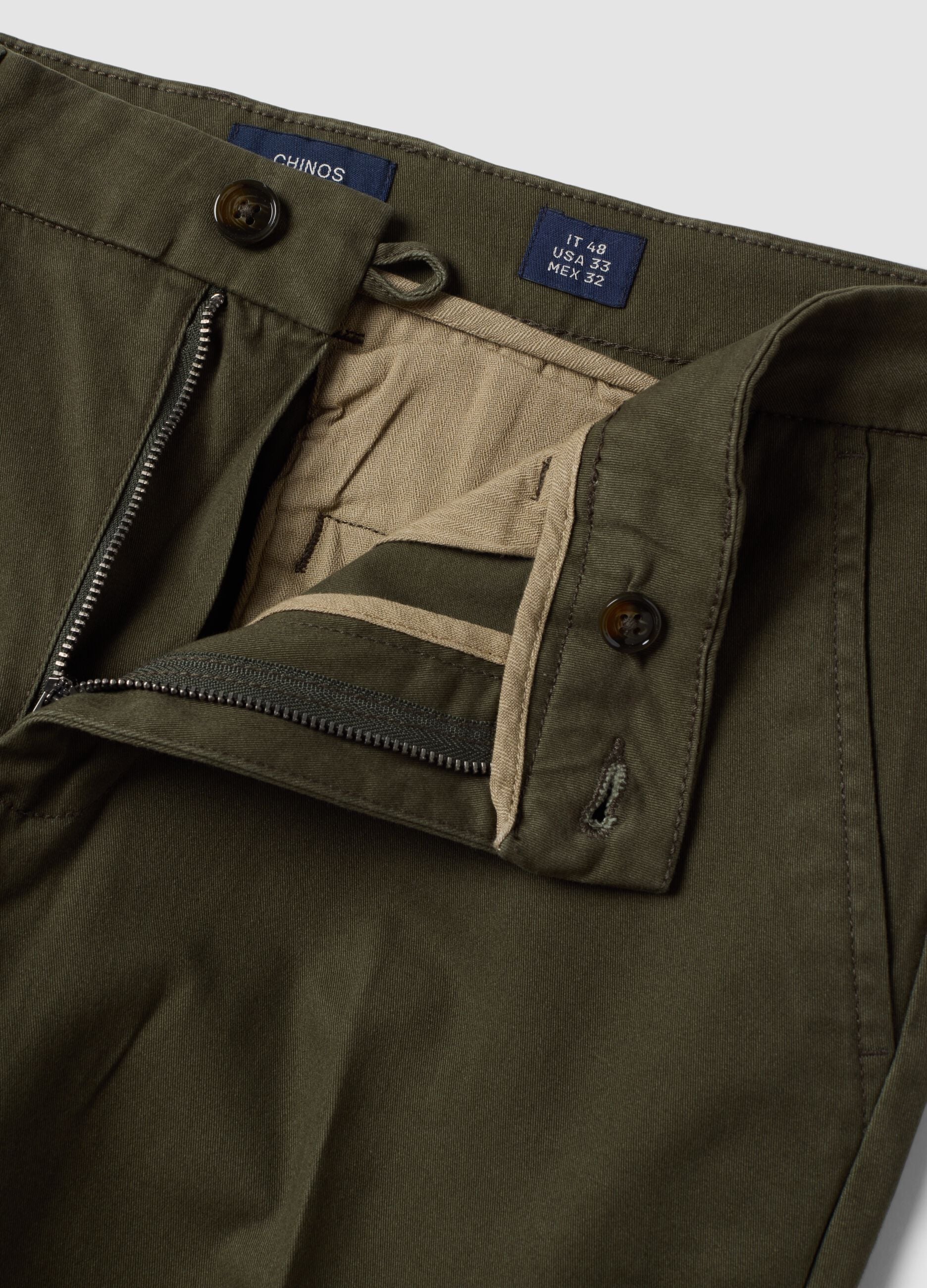 Green slim-fit stretch cotton twill chino trousers