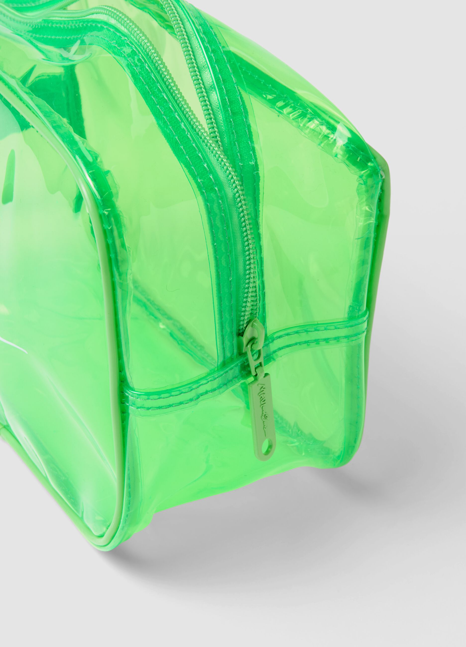 Green toiletry bag with zip closure