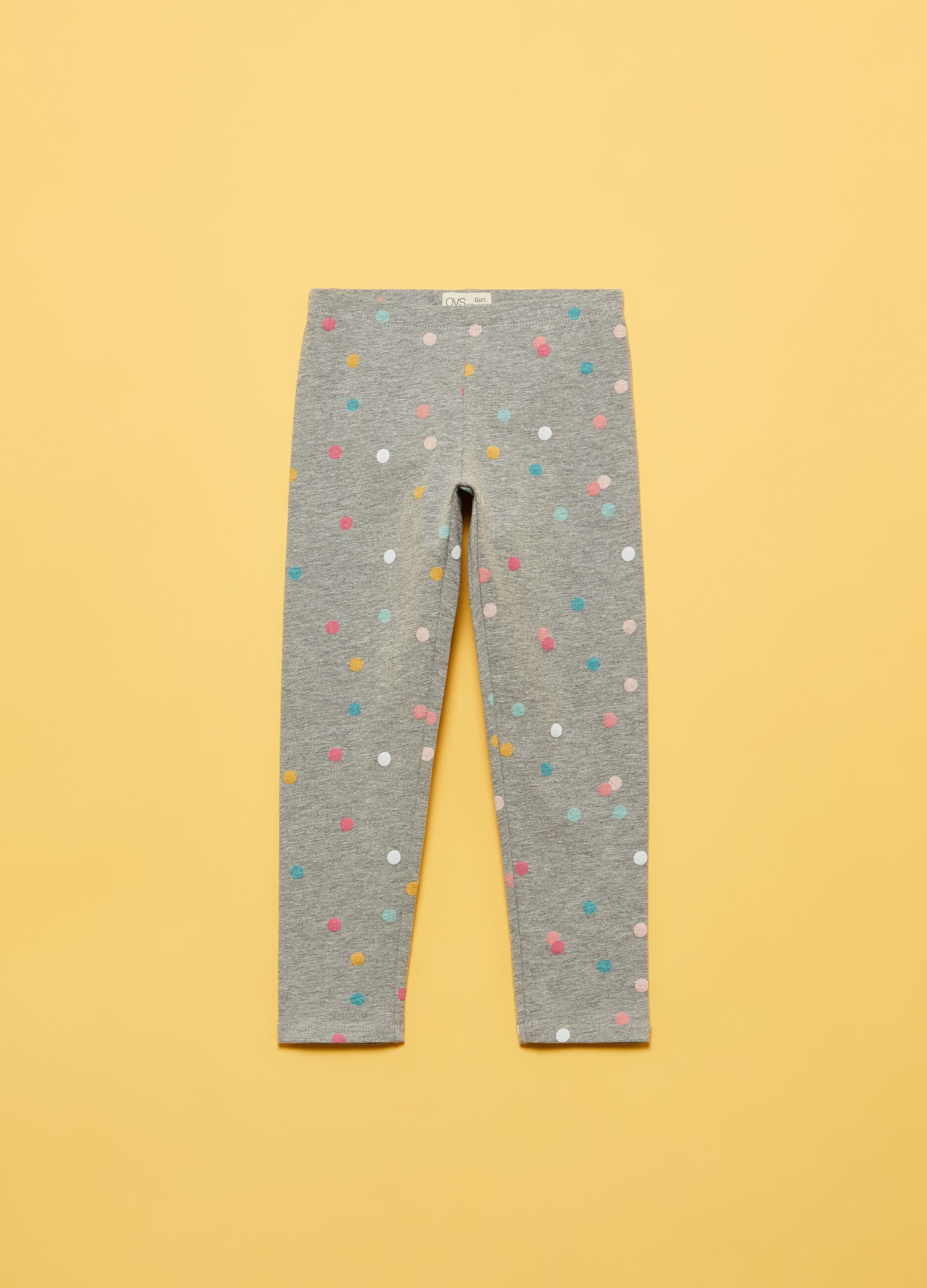 Cotton and viscose leggings with polka dot print