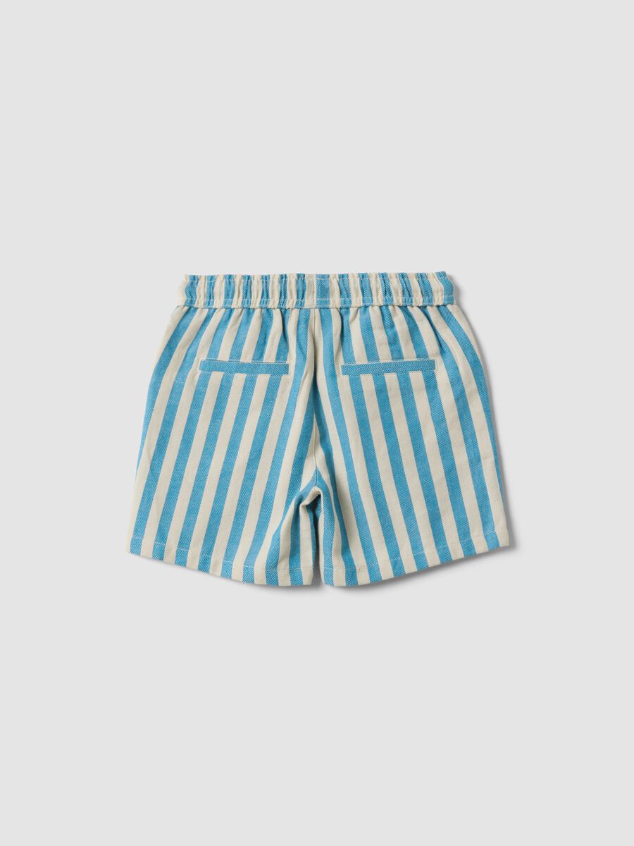 Blue striped pure cotton straight-fit shorts for baby boys_1