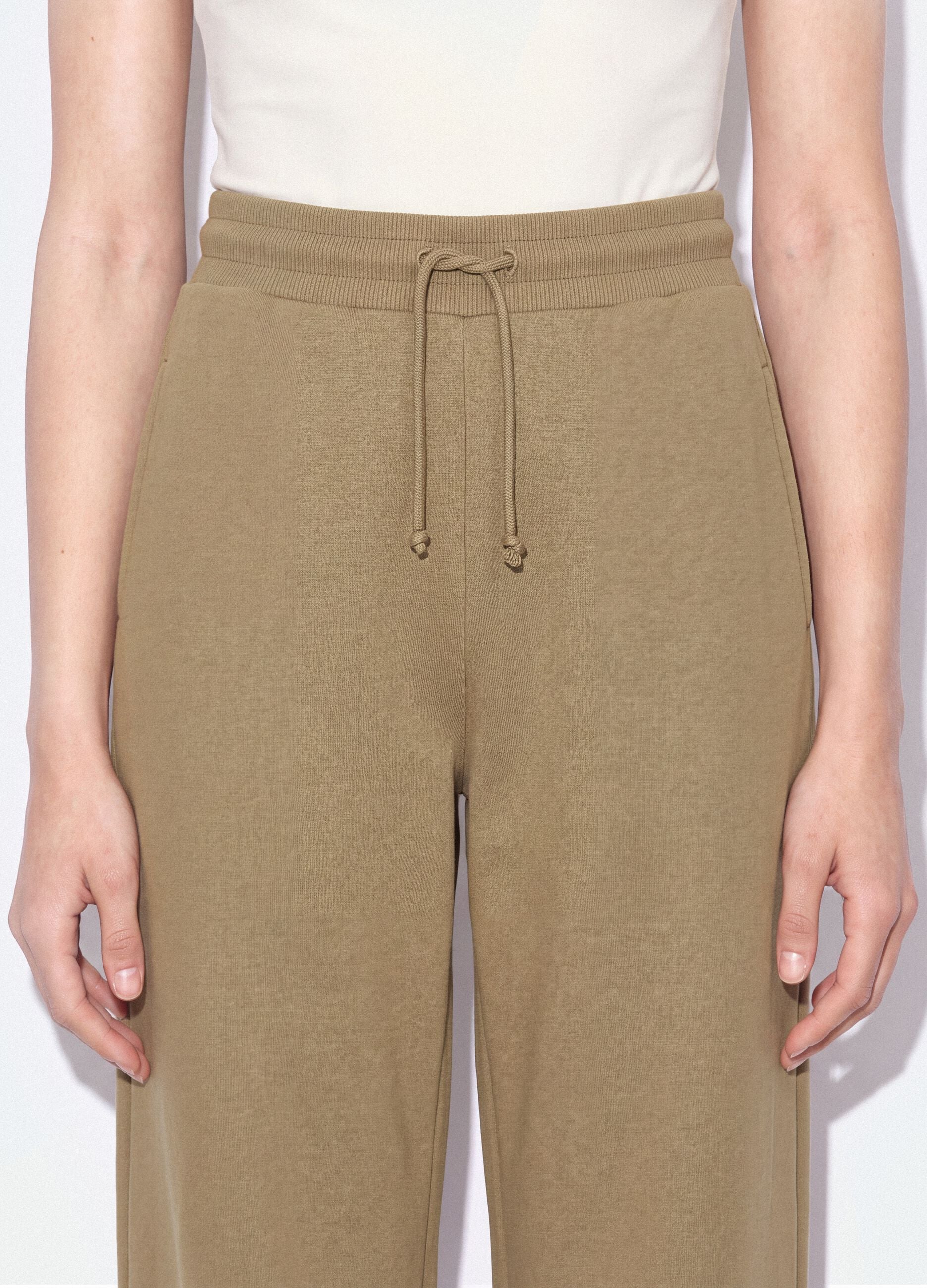 Beige cotton-blend baggy-fit jogger trousers