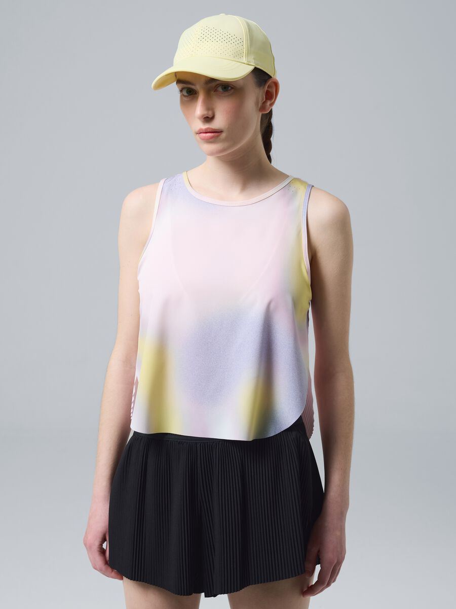 Plissiertes technisches Sporttop ALTAVIA COURT mit Tie-Dye-Effekt_0