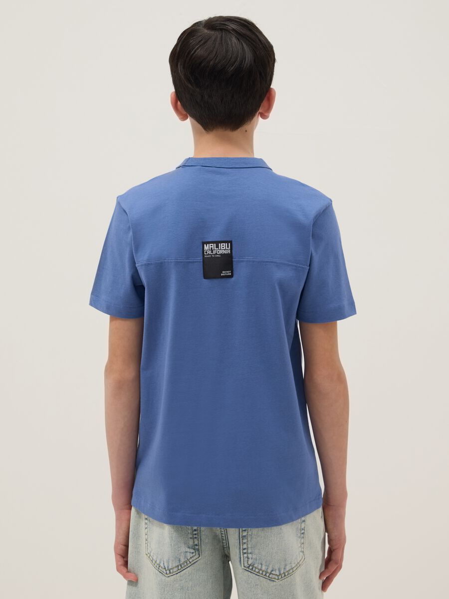 Boys' Regular Fit Blue Cotton T-Shirt with Print_1