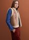 Brown regular-fit gilet with embroidery and contrast shearling-effect trims_0