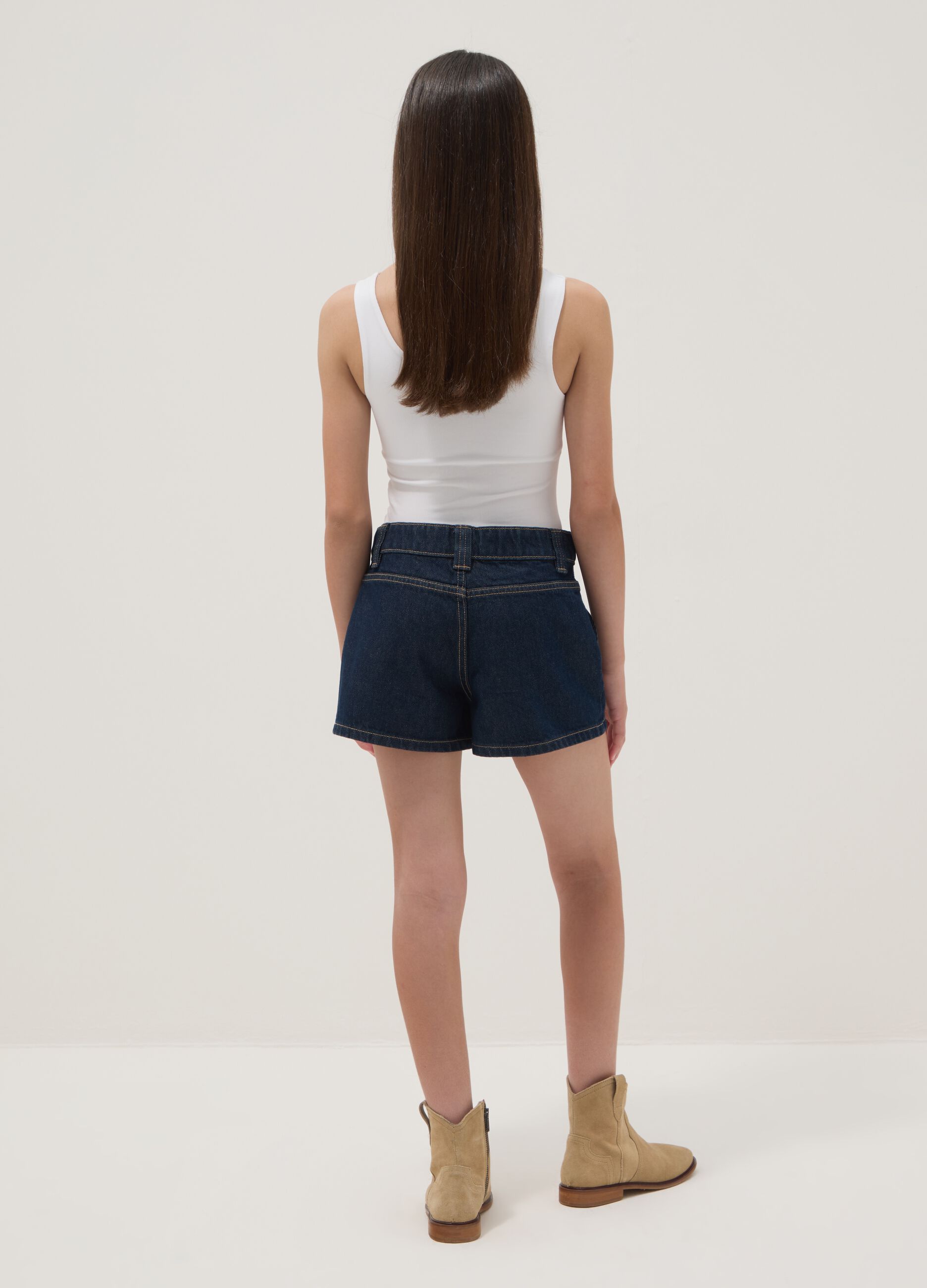Blue denim shorts in pure cotton
