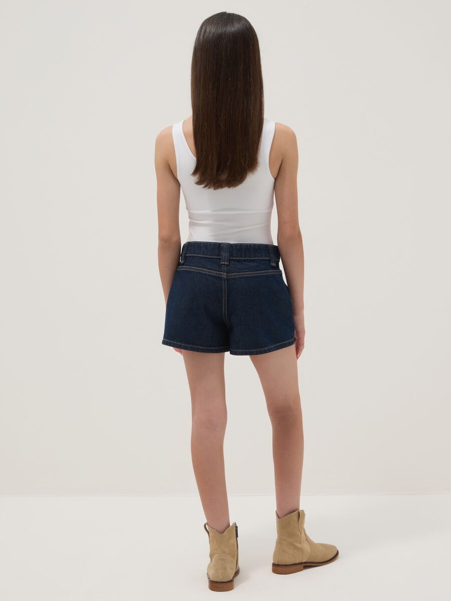 Blue denim shorts in pure cotton_1