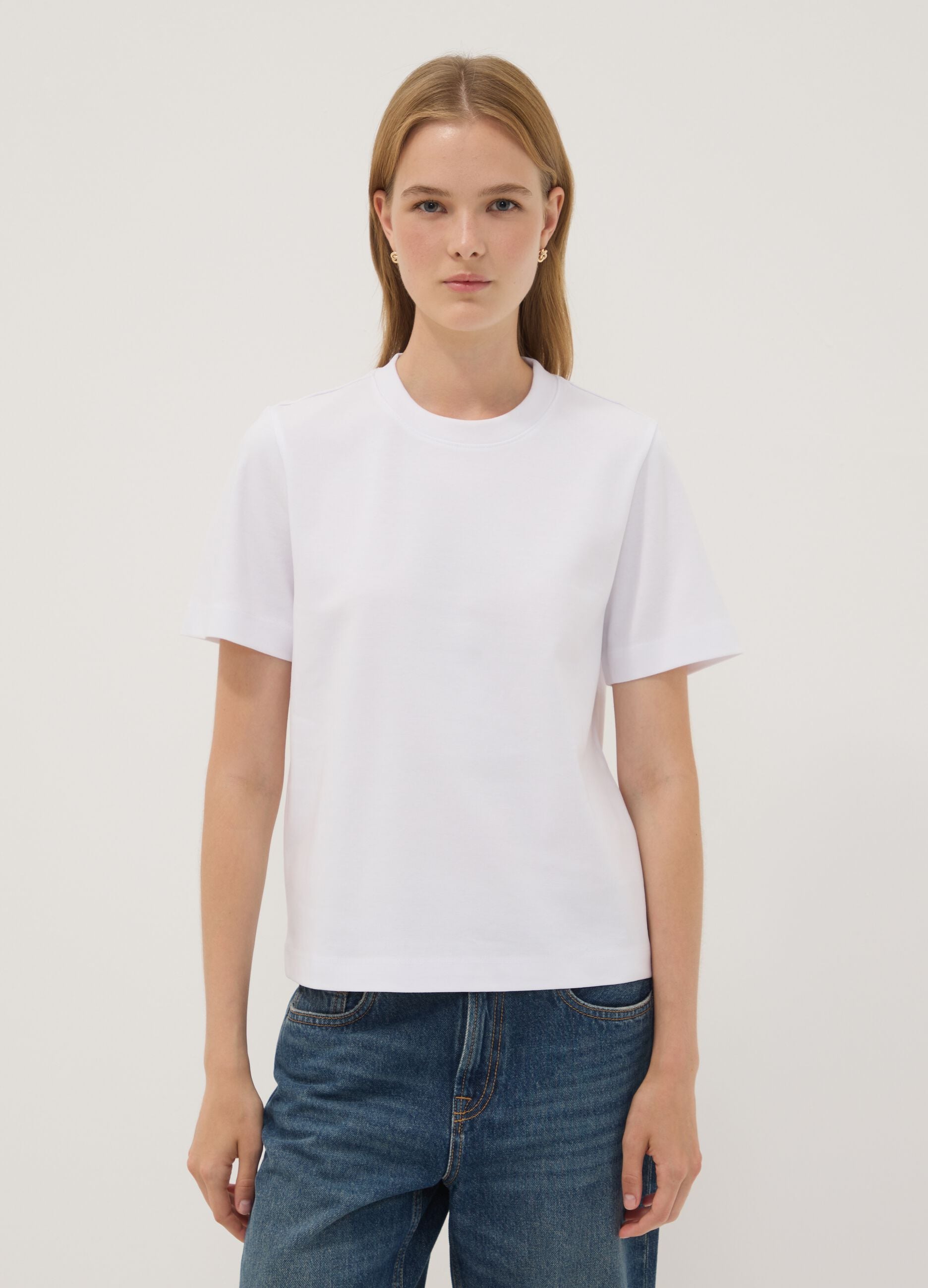 White relaxed-fit pure cotton short-sleeve T-shirt