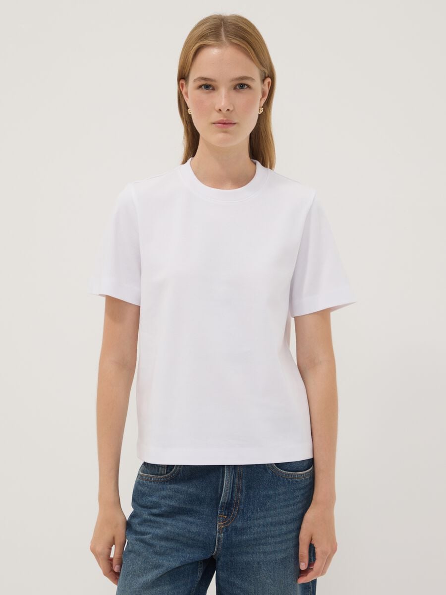 White relaxed-fit pure cotton short-sleeve T-shirt_1