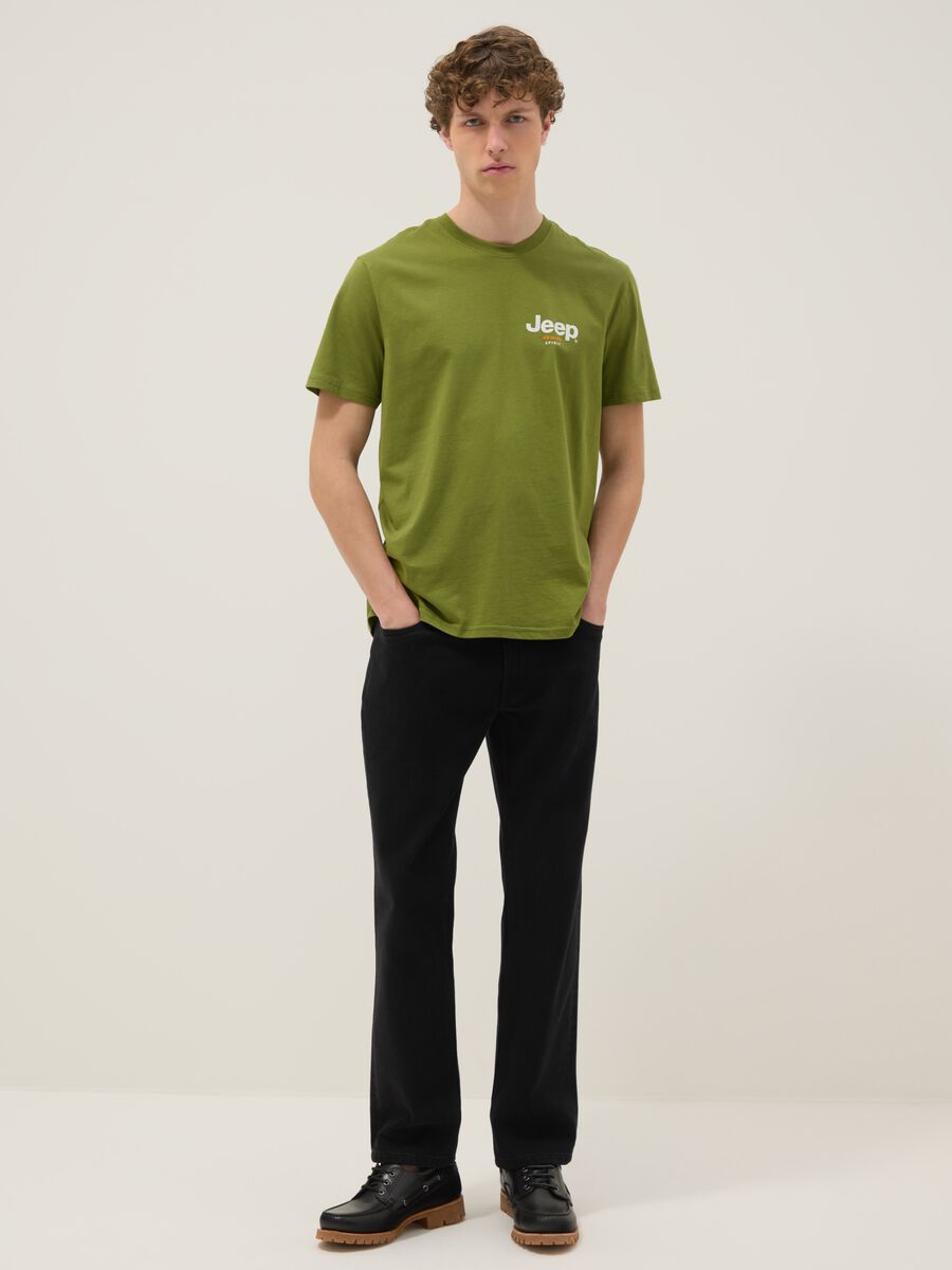 Gr&uuml;ne T-Shirt aus reiner Baumwolle im Regular Fit mit Druck_1