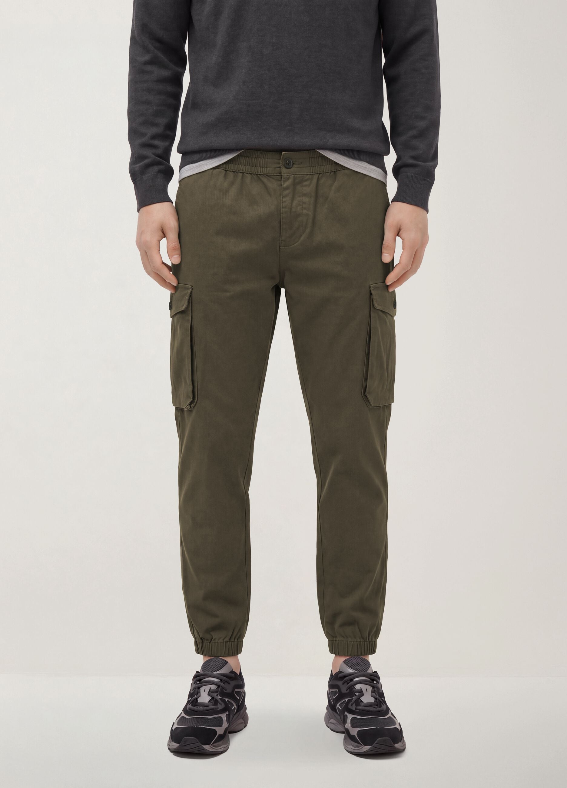 Gr&uuml;ne Slim-Fit-Cargohose aus Stretch-Baumwolle