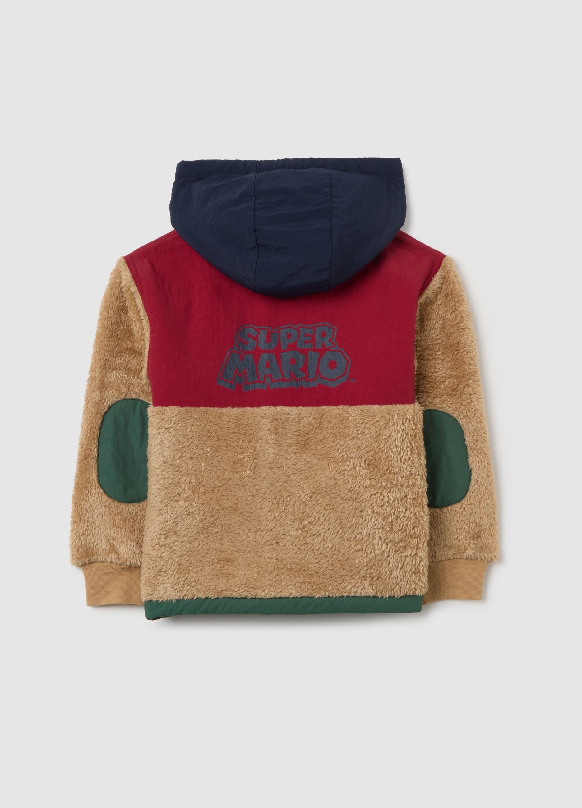Sweatshirt multicolor de sherpa infantil, fecho completo, corte regular com estampas
