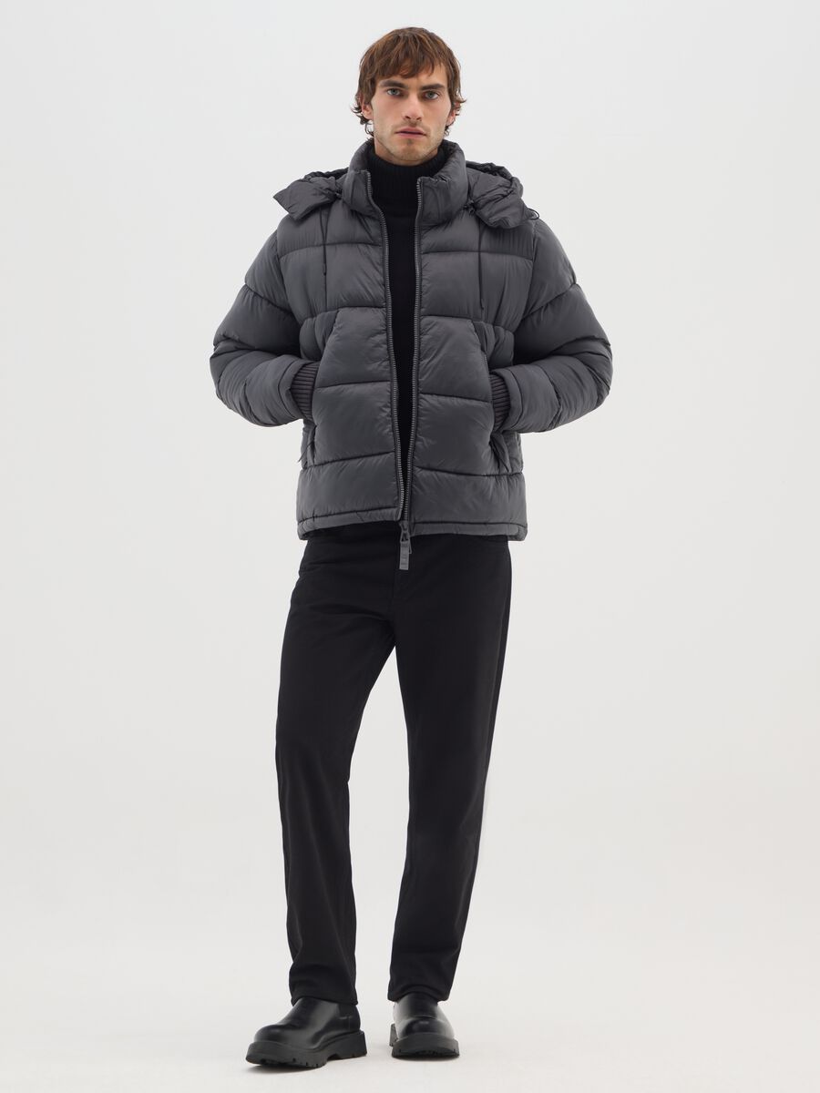 Dark Grey The Iconic Puffer Jacket with Detachable Hood_1