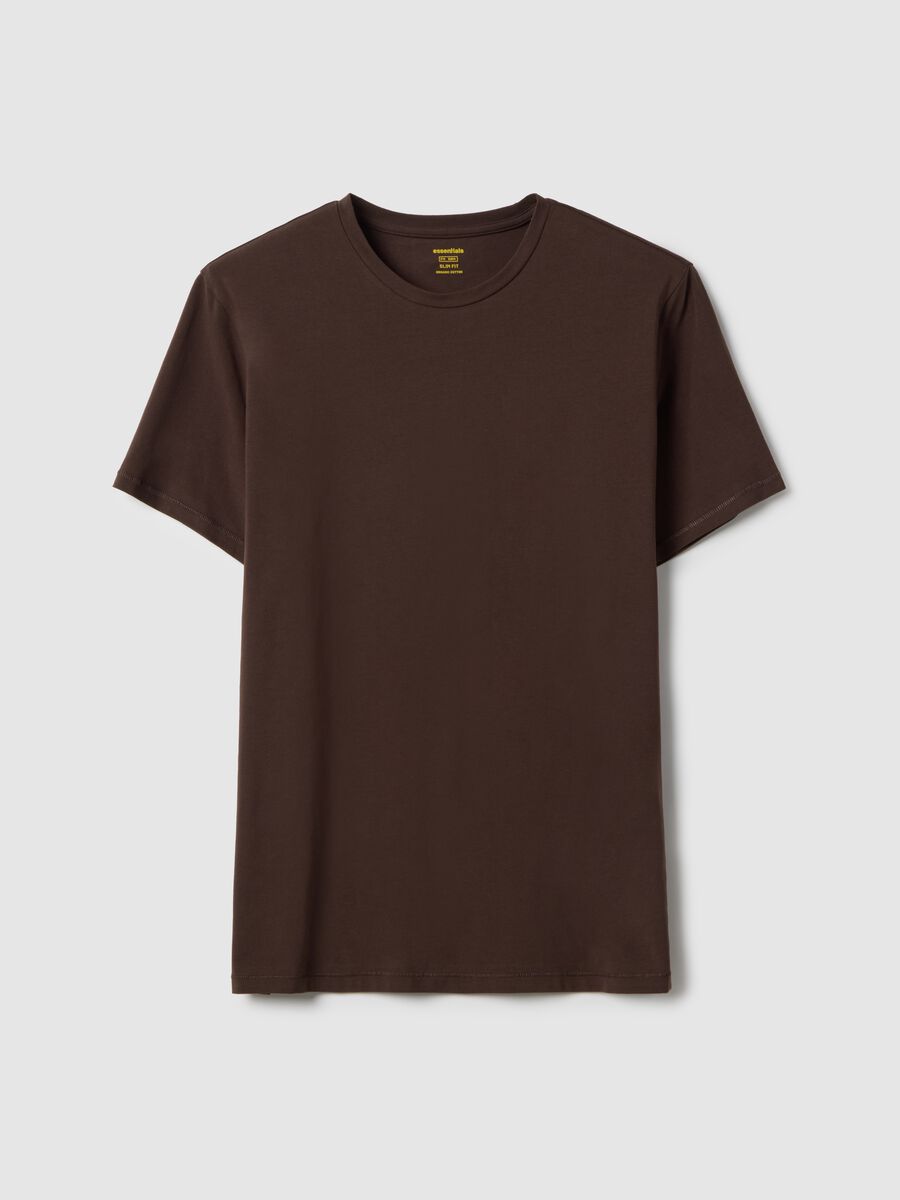 Slim fit brown stretch cotton T-shirt_4