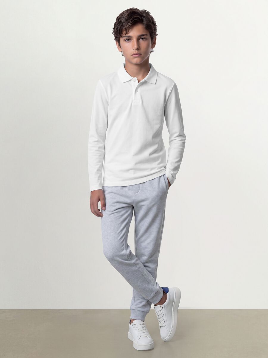 Boys&rsquo; regular-fit organic cotton piqu&eacute; white polo shirt_2