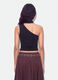 Black stretch top with asymmetric neckline and draped band_3