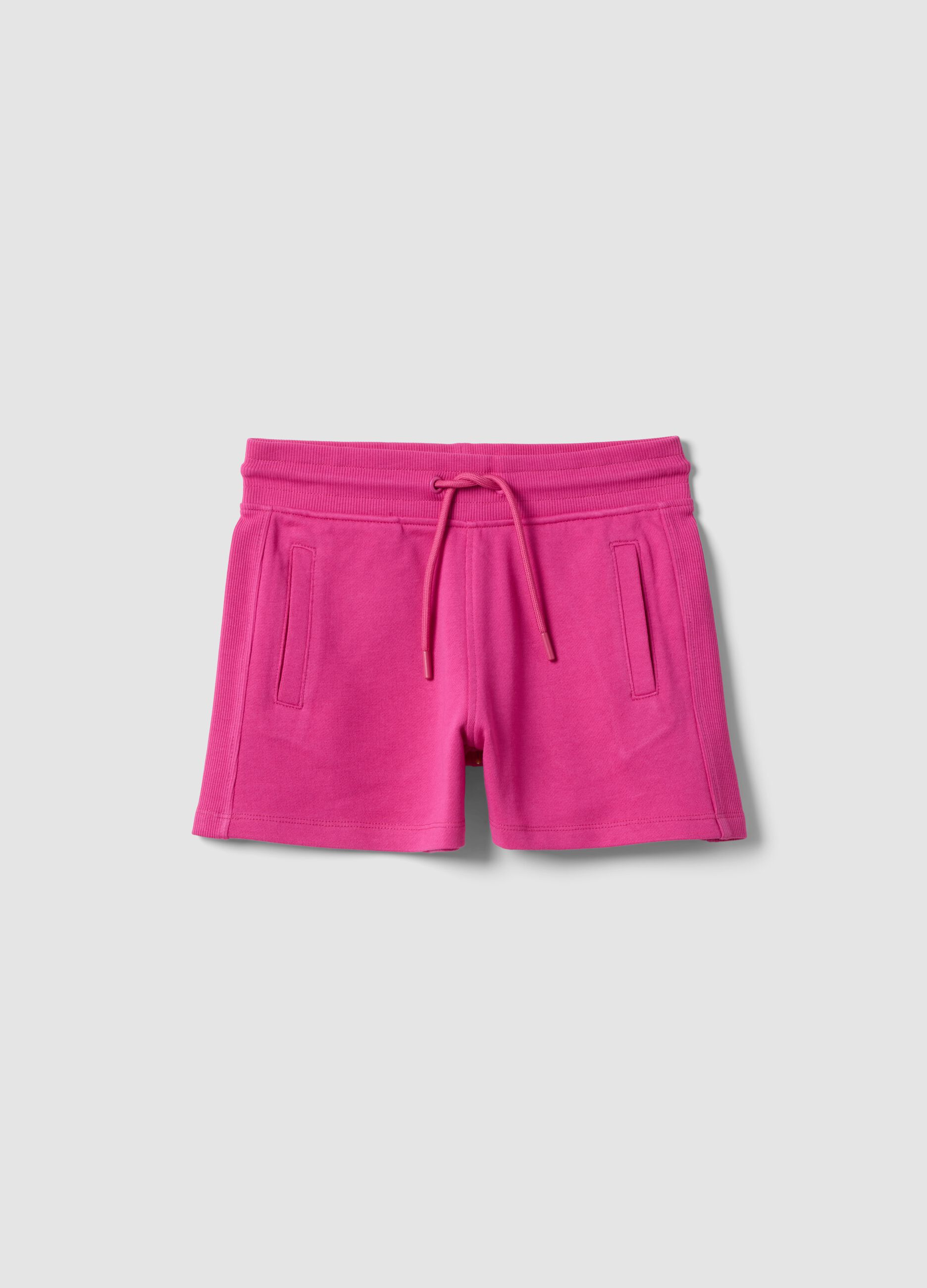 Rosa Shorts aus reiner Bio-Baumwolle f&uuml;r M&auml;dchen mit elastischem Bund