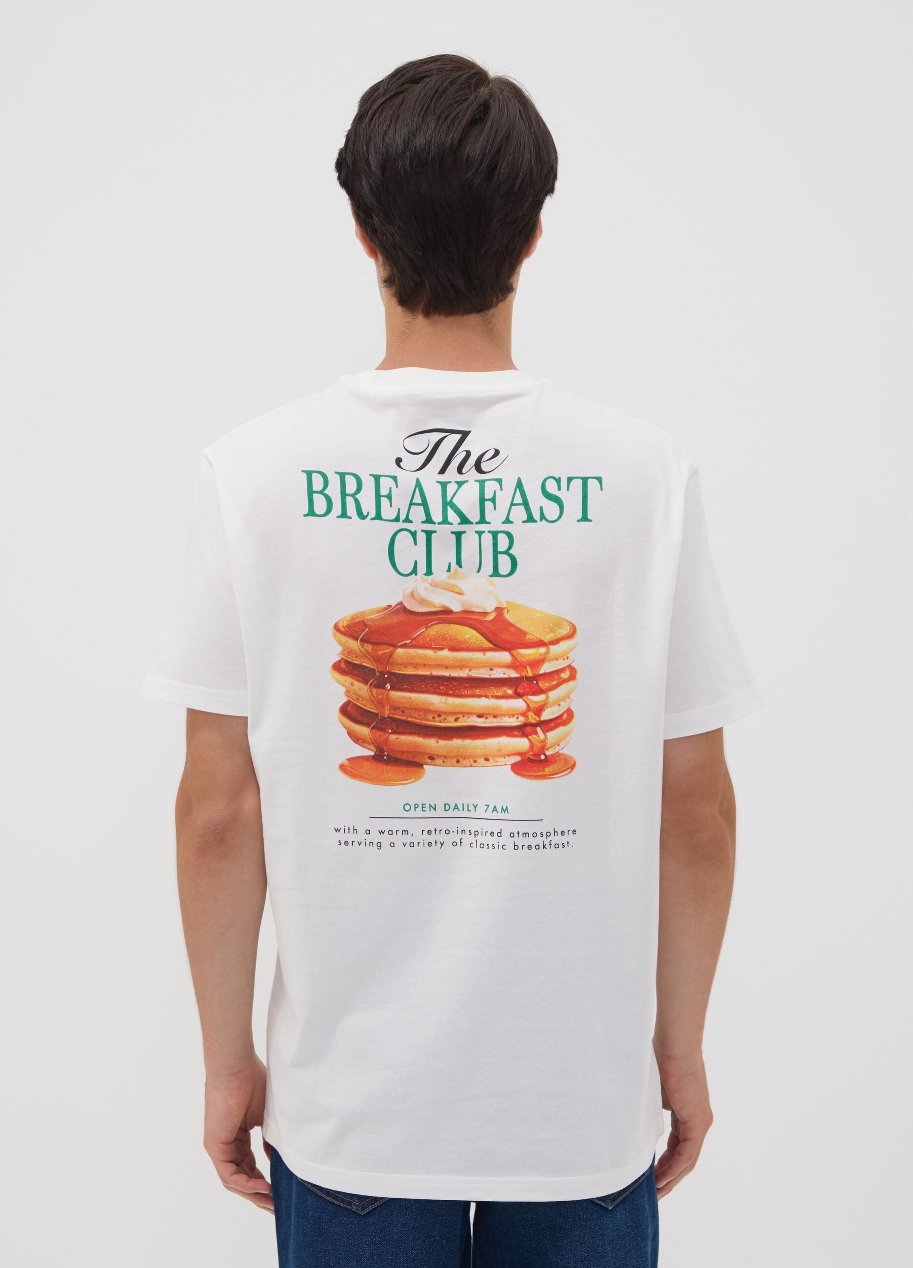 Wei&szlig;es T-Shirt aus reinem Baumwoll-Jersey mit Print, Regular Fit