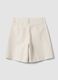 Shorts bianchi in misto lino e lyocell con ricami a contrasto regular fit_1