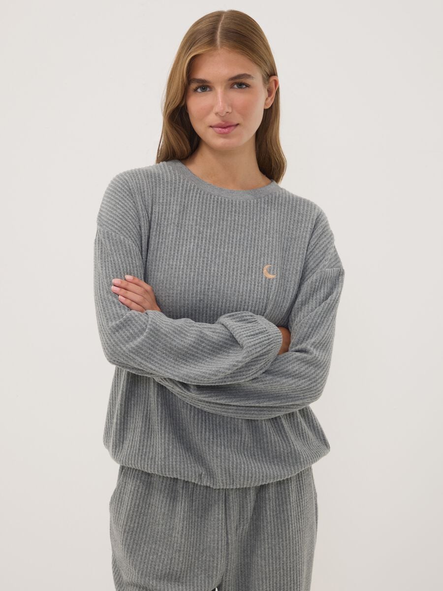 Pigiama grigio in jersey di viscosa elasticizzata regular fit_1
