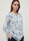 White floral stretch cotton blouse, regular fit_0
