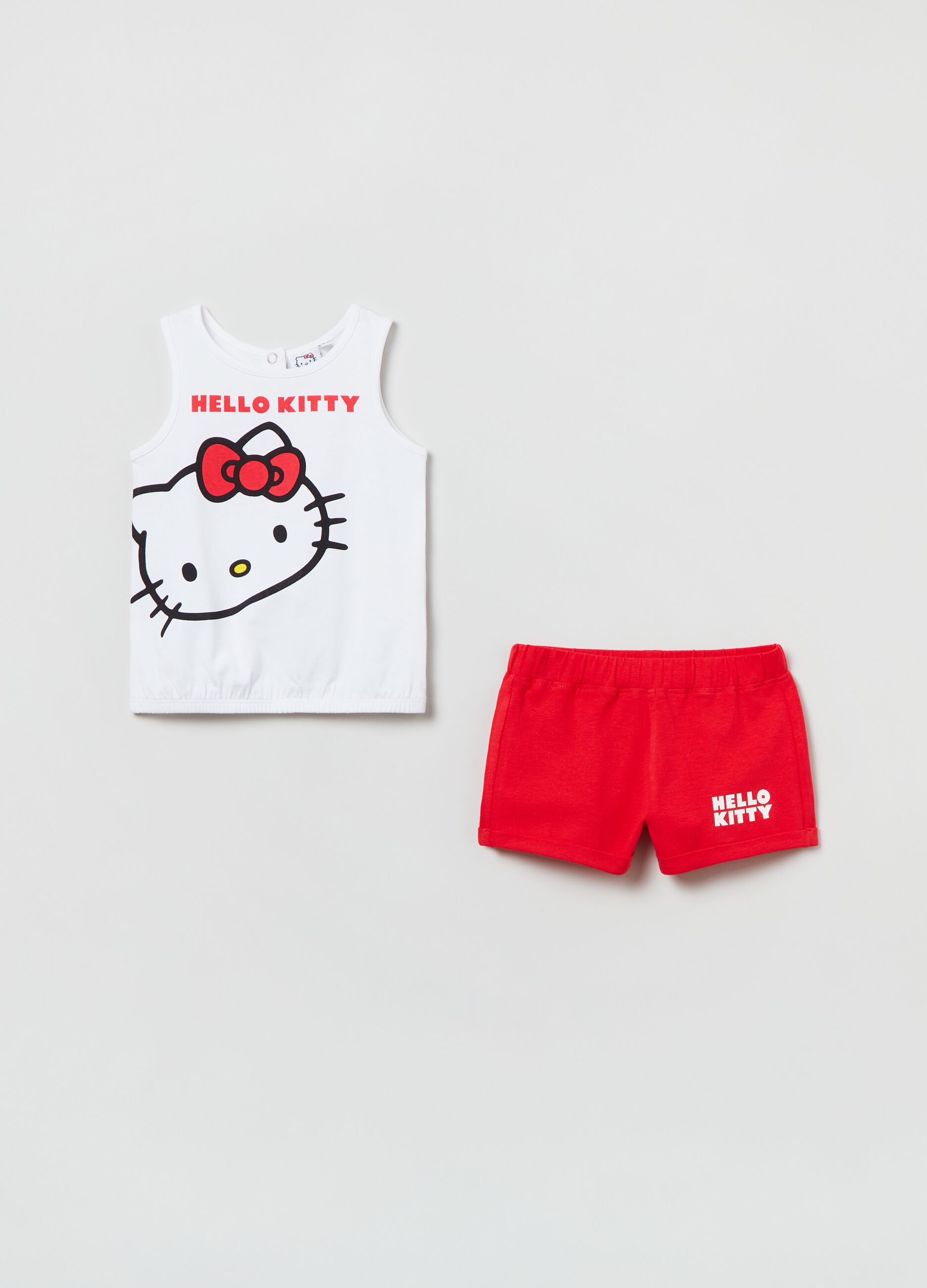 Conjunto camiseta de tirantes y shorts elásticos Hello Kitty