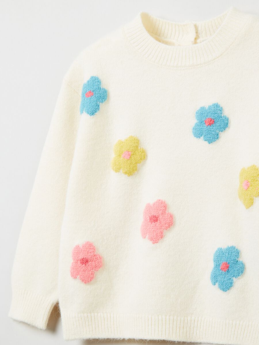 Pullover in maglia con ricamo floreale_2