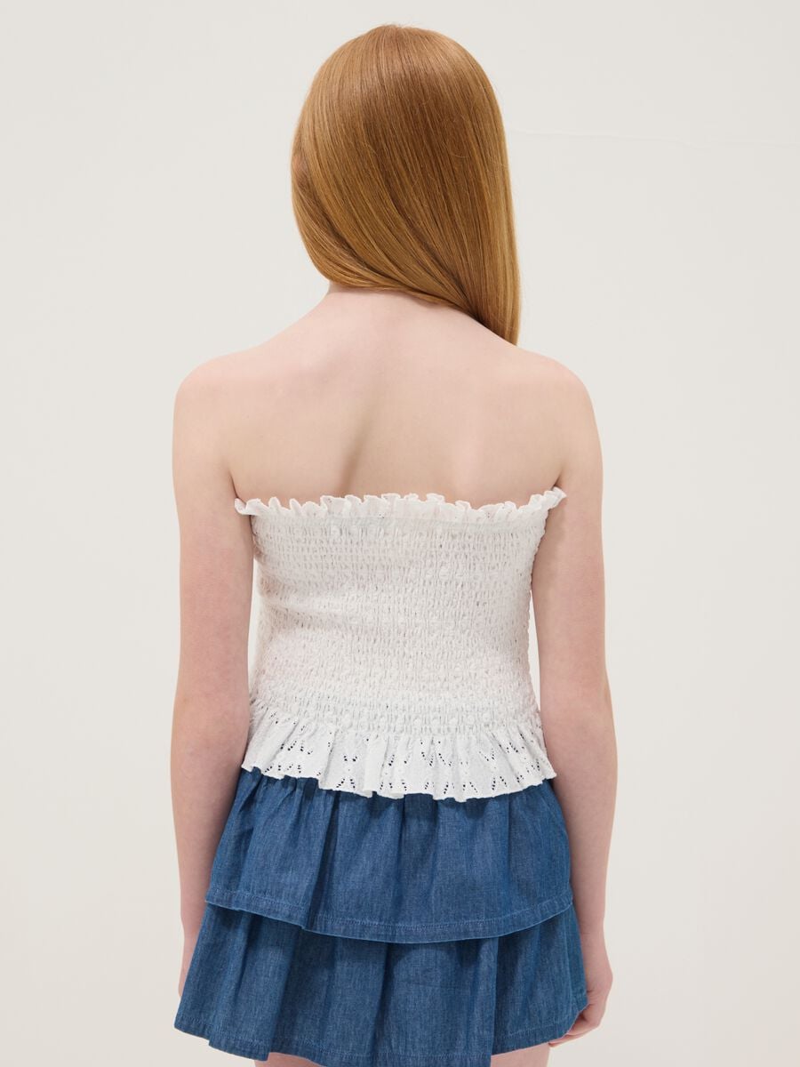 White ruched stretch-fabric top_2